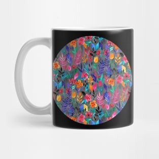 Popping Color Painted Floral on Grey Mug